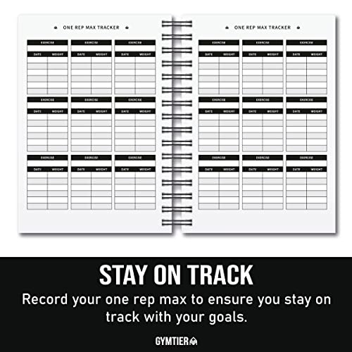 GYMTIER Workout Training Journal - A5 Gym Fitness Log Diary - 200 Pages Track your workouts - One Rep Max Tracker - Body Weight Goals & Tracking