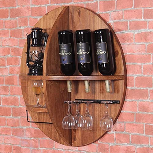 EYLINK Round Wine Rack Wall Holder Free Standing | Loft Wall Shelf Storage Rack Wall-Mounted Wine Glass Holder | Cube Wine Cabinet Bottle Holder