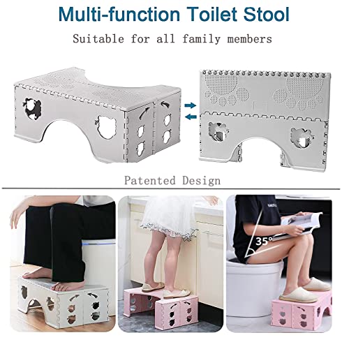 Folding Toilet Stool - Physiological Squatty Potty for Adults and Children - Toilet Stool for Bathroom and Toilet