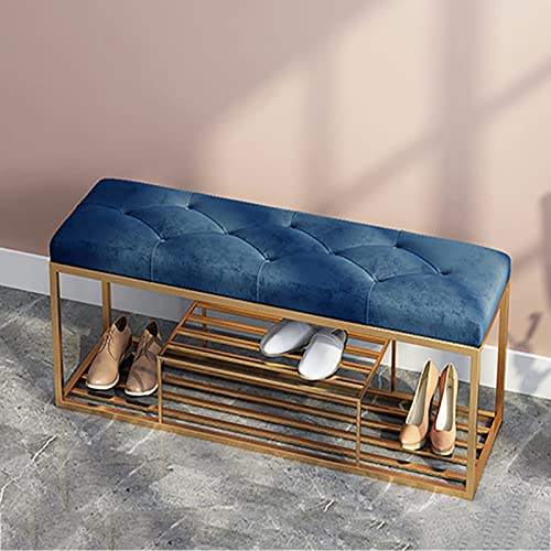 Modern Entry Shoe Bench Shoe Organizer Furniture,Luxurious Entryway Bench Shoe Rack Bench,Soft Velvet Upholstered Bench Seat Shoe Storage Bench-P