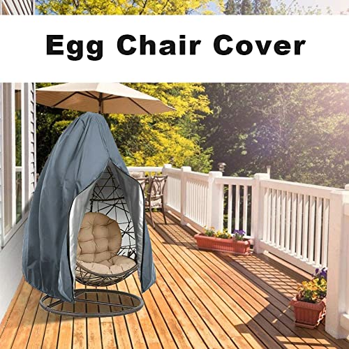 HomeMiYN Egg Chair Cover Patio Hanging Chair Cover, Outdoor Swing Chair Cover with Zipper, Waterproof Windproof Oxford Fabric Durable Garden Furn