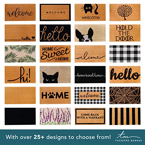 THEODORE MAGNUS Natural Coir Doormat with Non-Slip Backing - 17 x 30 - Outdoor / Indoor - Natural - Live Laugh Leave - COIR-1730-15-405