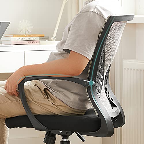 SONGMICS Office Chair, Mesh Chair, Swivel, Height Adjustable, Tilt Function, Breathable Mesh Seat and Backrest, for Study Office Studio, Max Load