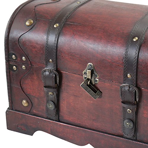 HMF 6403-140 Wooden Treasure Chest with Lock | 40 x 23 x 27 cm | Large | Cambodia
