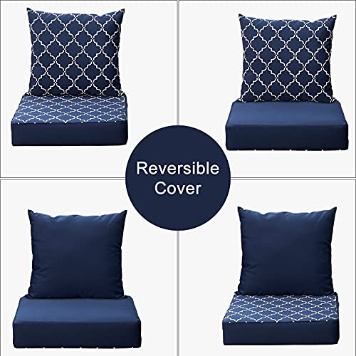 Nigoone Outdoor Cushions Set for Patio Furniture, 24×24 Deep Seat and Back Cushions, Replacement Patio Chair Cushions with All Weather Removable