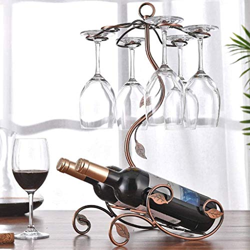 NEOCHY Bar Wine Rack with Upside Down Cup Holder, High Household Wine Rack