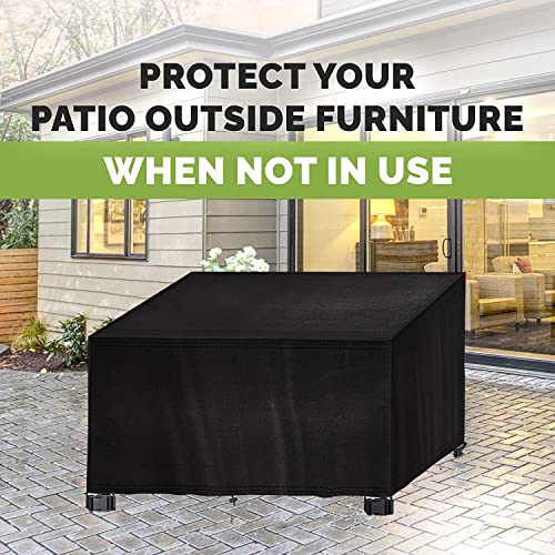 Straame - Outdoor Furniture Protection Cover – Heavy Duty 420D Oxford Fabric – Waterproof & Windproof Anti-UV Rectangular Patio Table Cover with