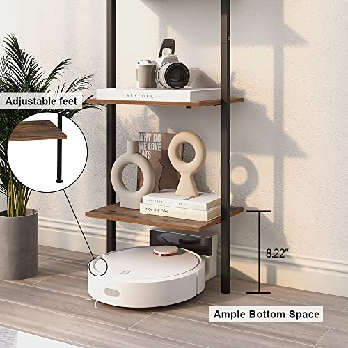 VEDECASA 5 Tiers Bookshelf Wall Mounted Industrial Ladder Shelf Bookcase with Wood and Metal Frame Open Display Shelves for Home Office Living Ro