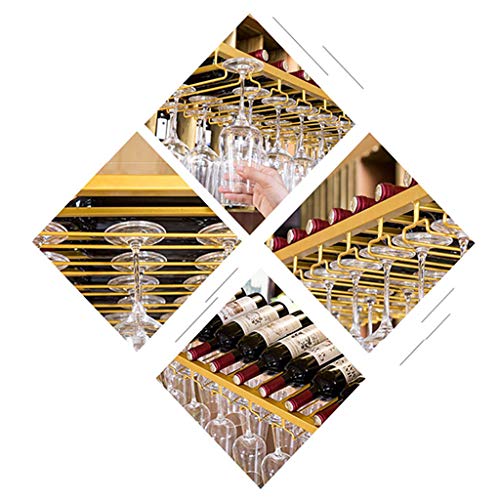 EYLINK Wine racks Home/Bar Retro Hanging with Glass Holder, Adjustable Metal Ceiling Bar Wine Glass Rack, Industrial Wall Mounted Wine and Glass