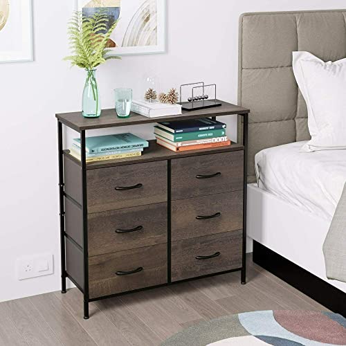 FGHOEV Sideboard Storage Cabinet Chest With 6 Drawers Wood Household Furniture For Home Kitchen Bedroom Living Room Hallway Drawer