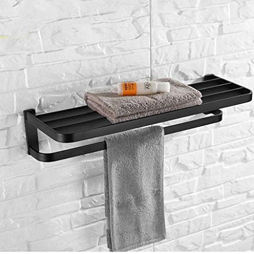 MIAOHY Black Copper Towel Rack Bathroom Square Rack Bathroom Towel Rack Bathroom Hardware Pendant