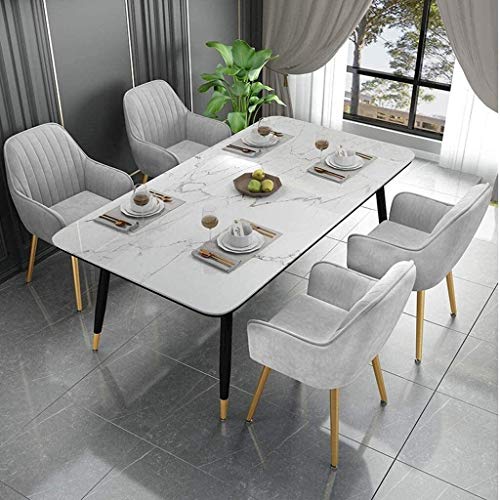 Modern Kitchen Dining Room Chairs Kitchen Dining Chair Set Of 6,with Metal Legs Velvet Seat and Backrests Kitchen Living Room Arm Sofa Chair (Col