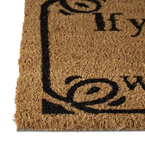 Relaxdays Natural Coconut Fibre Coir BRING BEER Doormat Door Mat Welcome Mat w/ Anti-Slip Rubber PVC Underside, Brown