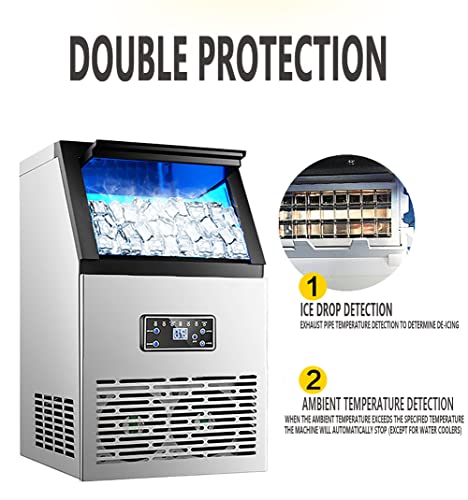 SPLAWN Commercial Ice Maker, Freestanding Stainless Steel Ice Cube Machine, 10 minutes of extremely fast ice production, 11.5kg Storage Capacity,