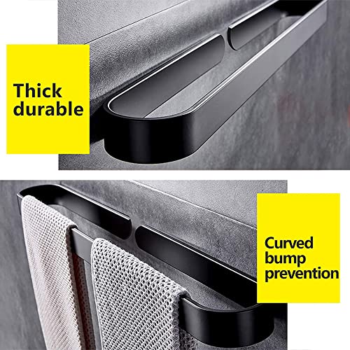 Kitchen Dish Towel Holder Wall Mounted, Self Adhesive Hand Towel Holder Black, Modern Design Hand Towel Holder, Self Adhesive Hand Towel Hanger B