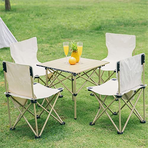 Outdoor Folding Table And Chairs Patio Furniture Sets,Folding Camping Table with Oxford Cloth Chairs, for Outdoor Garden And Balcony, Hiking, BBQ