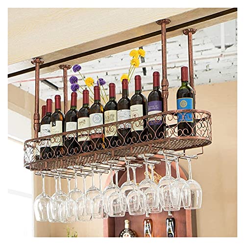 SUCHETA Hanging Wine Rack with Glass Holder and Shelf, Wine Racks Hanging Wine Glass Rack Under Cabinet Wine Rack Glass Holder Stemware Holder Wi