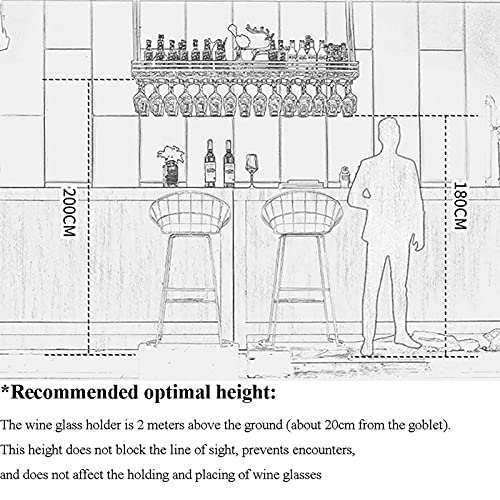 EYLINK Wine Rack Free Standing Hanging Wine Glass Rack Ceiling Upside Down Wine Bottle Rack Kitchen Restaurant Bar Cup Storage Rack Home Decorati