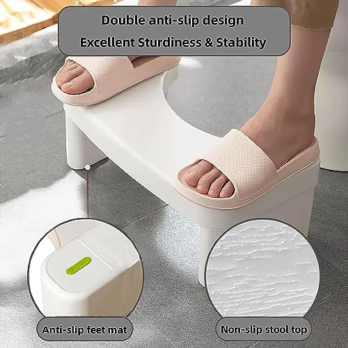 Mumuvou Squatting Toilet Stool,7 Inch Bathroom Stool Toilet Potty Stool for Adult,Non-Slip Toilet Assistance Poop Stool for Kids and Seniors Whit