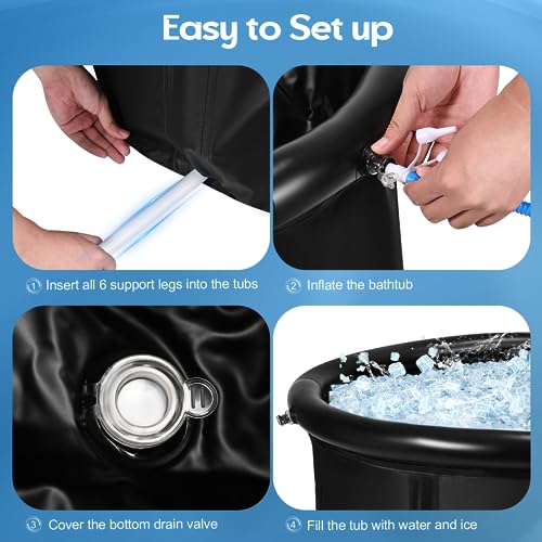 Ice Bath Tub for Athletes Ice Bath Outdoor Tub for Recovery, 376L Large Cold Water Therapy Tub Portable Ice Bath Freestanding Cold Water Plunge P