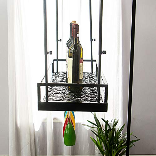 KEppd Wall Mounted Wine Bottle Rack | Wall Mounted Wine Rack | Bottle & Glass Holder | Hanging Wine Holder | Floating Wine Shelf | Home & Kitchen