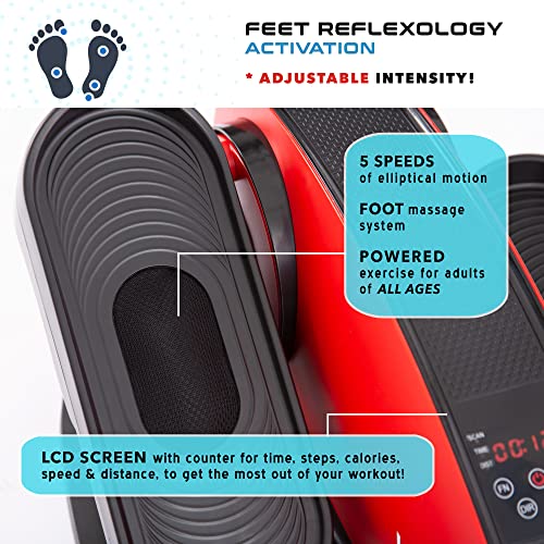 VX-Power Seated Elliptical Bike - Quiet Under Desk Mini Elliptical Machine, Feet Massager, Pedal Exerciser with Built in Display Monitor for Leg