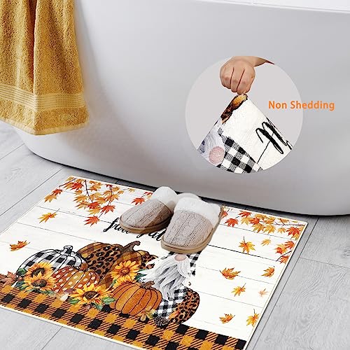Cekene Fall Pumpkin Doormat Indoor Entrance 2x3 Rug Non Slip Small Area Rug Washable Gnome Entryway Rug Soft Floor Mats for Doorway Bathroom Bedr