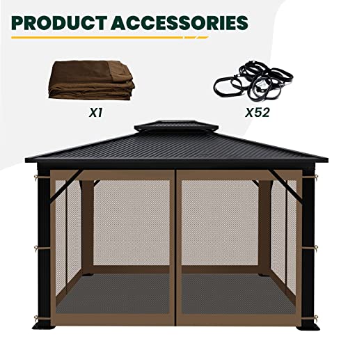 Gazebo Universal Replacement Mosquito Netting, OLILAWN 10' x 10' Outdoor Canopy Net Screen 4-Panel Sidewall Curtain, with Zippers, Easy to Instal