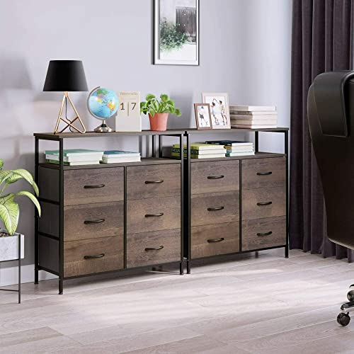 FGHOEV Sideboard Storage Cabinet Chest With 6 Drawers Wood Household Furniture For Home Kitchen Bedroom Living Room Hallway Drawer