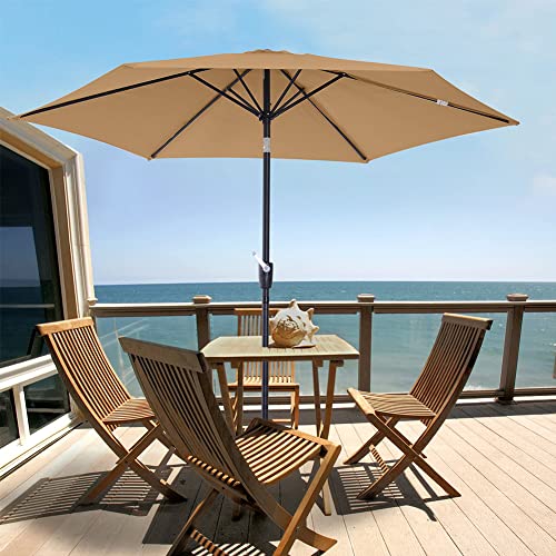 LMYDIDO Replacement Parasol Covers 3 Meters 6 Arms Parasol Replacement Canopy Garden Canopy Cover Replacement Cover for Parasol, Canopy ONLY (Kha