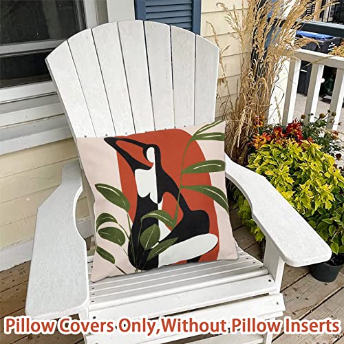 Homodeco Set of 4 Outdoor Cushion Covers Waterproof 45 x 45 cm, Decorative Outdoor Waterproof Cushion Breathable Retro Letter for Patio Garden Fa