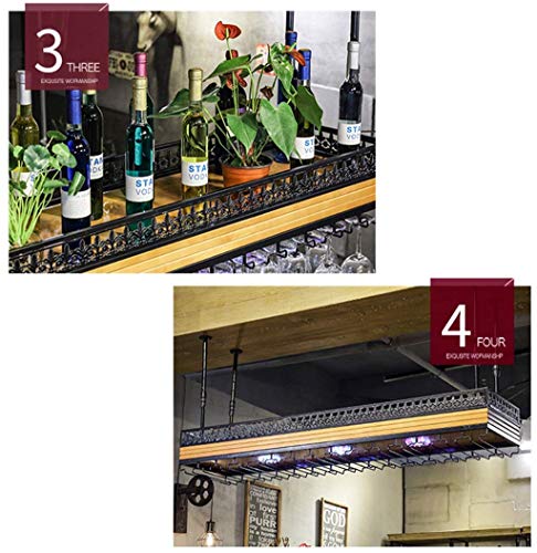 EYLINK Wine Racks,Wine Holder Solid Ceiling Hanging Mounted Wine Rack Neon Light Wine Glass Metal Wine Storage Display Stand