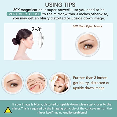 MIYADIVA Magnifying Mirror, 30X Magnifying Mirror Suction Cup for Easy Mounting, Use for Magnifying Makeup Mirror, 30X Travel Magnifying Mirror S