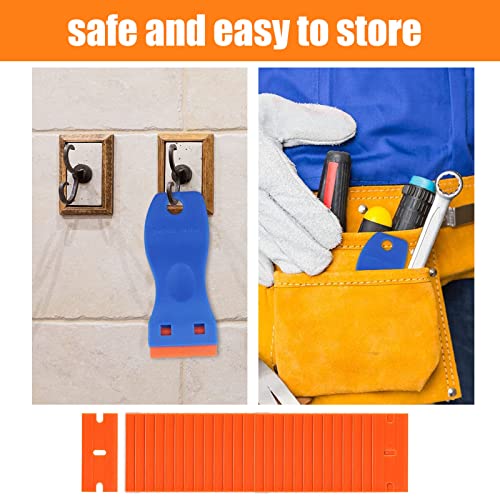 Plastic Scraper with 20PCS Plastic Razor Blade, Window Scrapers Ceramic Glass Scraper Tool, Sticky Remover for Removing Lable, Glue, Decal in The