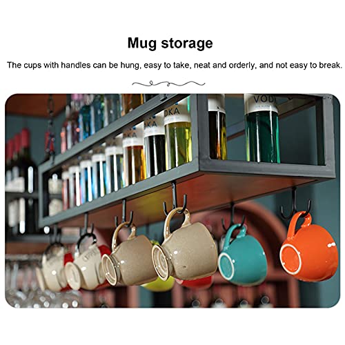 Industrial Style Bar Hanging Wine Rack, Iron Wine Holder, Upside-down Wine Glass Wine Storage Shelf, Bar Hanger Ceiling Wine Hanger Organizer Rac