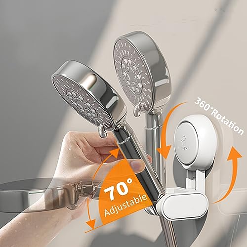 NewFree Suction Cup Shower Holder Removable Handheld Shower Head Holder White Large Adjustable Shower Head Holder No Drilling Waterproof & Height