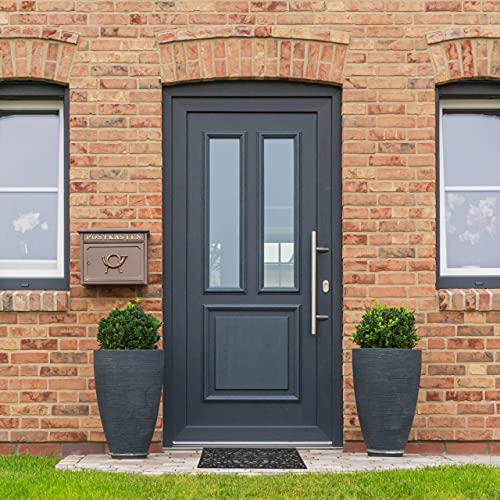 Relaxdays Rubber Doormat, Non-Slip, Weatherproof, Indoor & Outdoor, Dirt Trap Mat, Floral Pattern, HxW: 40x60 cm, Black