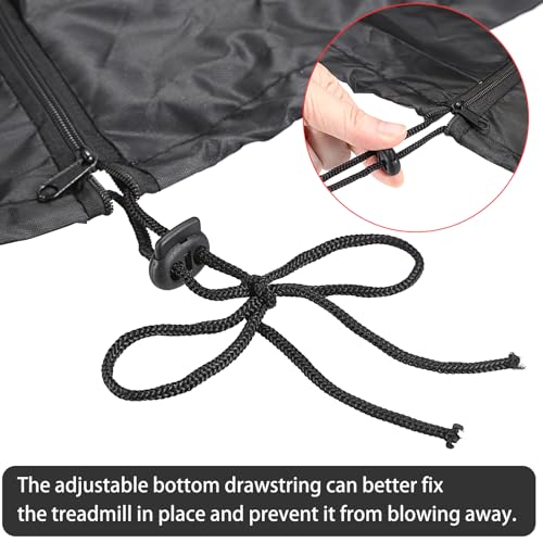 OwnMy Waterproof Treadmill Cover Outdoor Treadmill Dust Cover - Dustproof Running Machine Cover with Drawstring Zipper, Black Large Treadmill Pro
