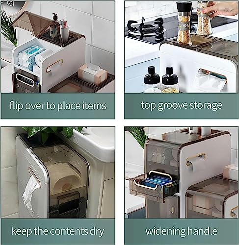 CIADAZ Toilet Paper Storage Stand, Multi-Purpose Storage Cabinet Unit for Small Space, Slim Bathroom Storage Cabinet with 3 Drawers - No Installa