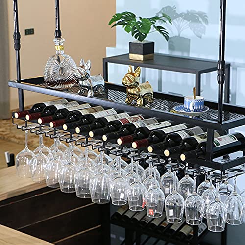 EMISOO Wine Rack Wall Mounted - Upside Down Wine Rack, Simple Style Metal Hanging Wine Glass Rack, Ceiling Decoration Rack, Suitable for Bars, Re