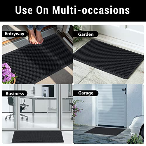 Fowooyeen FWY003B Outdoor Indoor Door Mat, Silicone Scraper Mat, Durable Non-Slip Welcome Entrance Way Rug, Front Door Mats Low-Profile Heavy Dut