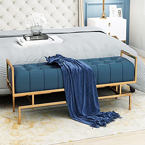 Luxurious End of Bed Bench,Leather Upholstered Bedroom Bench Bench Seat,Modern Multifunction Shoe Bench Entryway Bench Dining Bench-White 80x35x4