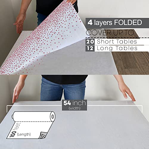 Neatiffy Disposable Plastic Table Cloth Roll, Party/Banquet Table Cover, Tablecloths for Rectangle/Round/Square Tables, Equals to 12 Picnic Pack