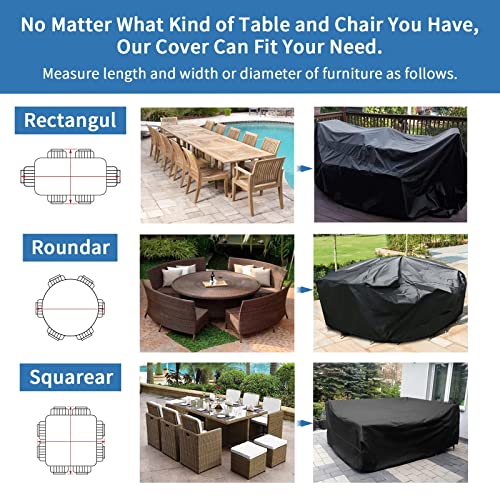 Garden Furniture Cover,200X165X80cm Garden Table Cover 600D Heavy Duty Oxford Polyester Outdoor Patio table Covers Rectangular Cover Windproof,Wa