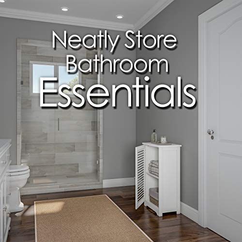 Lavish Home Bathroom Floor Cabinet-Free Standing Storage Cupboard, Medium, White