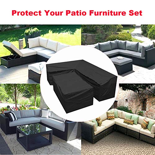 L Shaped Garden Furniture Covers - Protective Cover for Corner Sofa with Durable Hem Cord, 210D L Shaped Outdoor Sofa Cover L Shaped Patio Couch