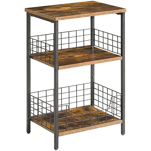 YMYNY 3 Tier End Table with Storage Rack, Side Table Small Nightstand, Coffee Table, Industrial Style, Small Table in Living Room and Bedroom, 40