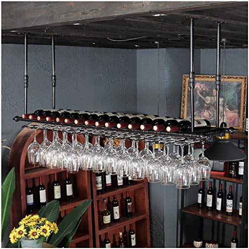 Ndustrial Vintage Ceiling Stylish Simplicity Wine Rack Metal Simple Display Storage Wine Glass Holder Goblet Holder Adjustable Height Restaurant