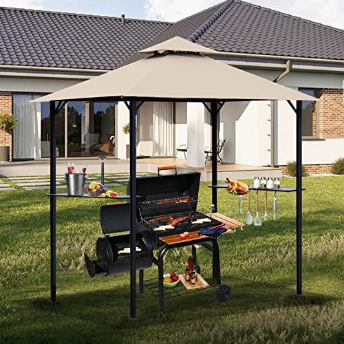 Grill Gazebo Replacement 5' x 8' Canopy Roof, Outdoor BBQ Gazebo Canopy Top Cover, Double Tired Grill Shelter Cover with Durable Polyester Fabric