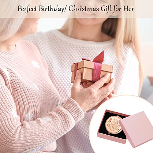 ORIGACH Bonus Daughter Gifts - To My Bonus Daughter Rose Gold Magnifying Makeup Compact Mirror with Gift Box, 1X/2X Magnification - Birthday Gift